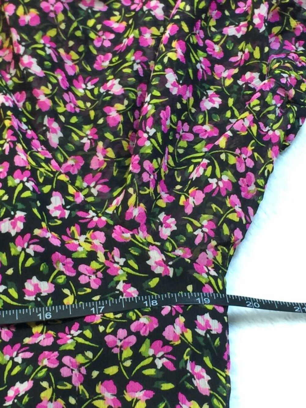 CeCe Mini Dress Size M Womans Black Pink Floral Print V-Neck Tiered Short Sleeve - Picture 10 of 13